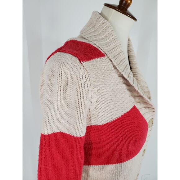 OLD NAVY Women's Beige & Pink Striped Button Up Sweater Sz XS - Picture 7 of 10